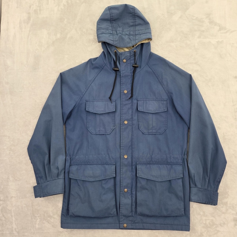 Vtg 80s Eddie Bauer Jacket Mens M Blue 60/40 Mountain Parka Hooded Made In USA